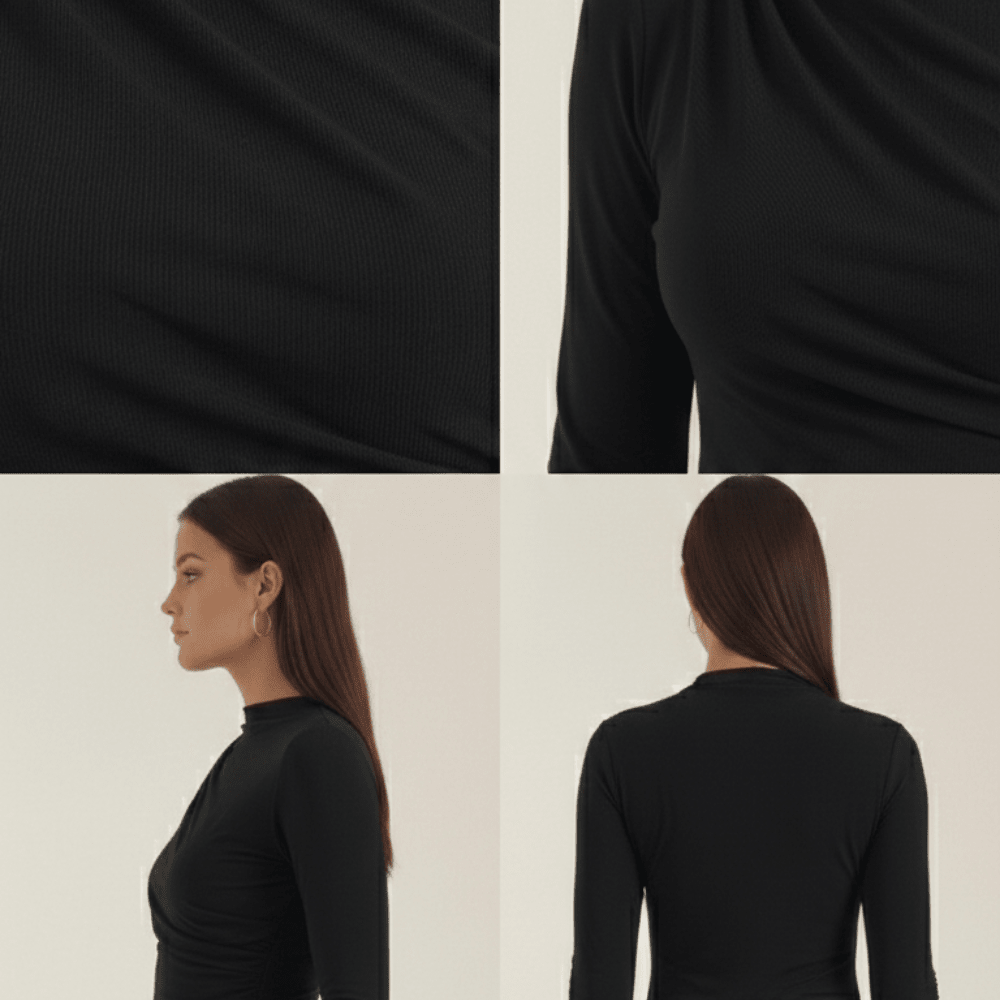 Body damskie długi rękaw marszczony krój - Arkadya Outlet - Women Top