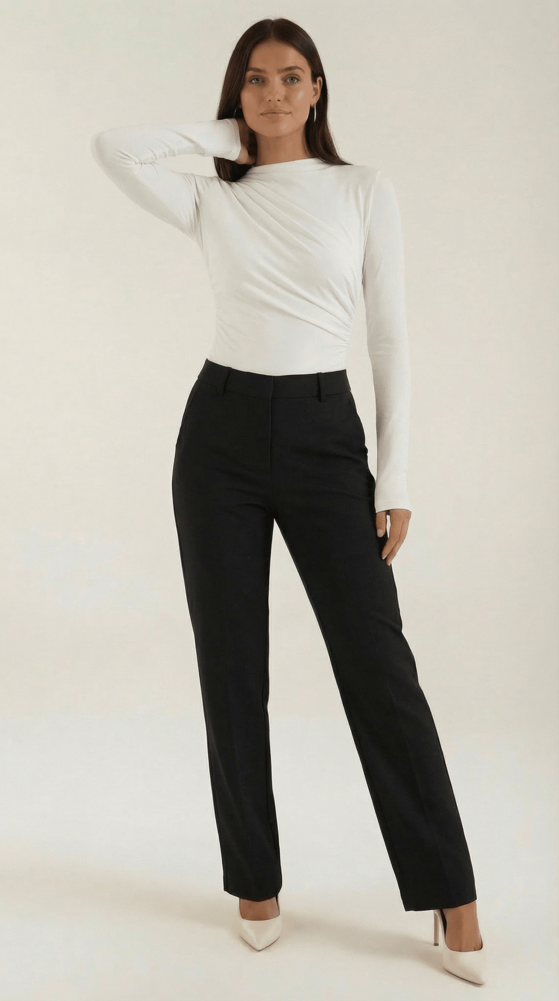 Body damskie długi rękaw marszczony krój - Arkadya Outlet - Women Top