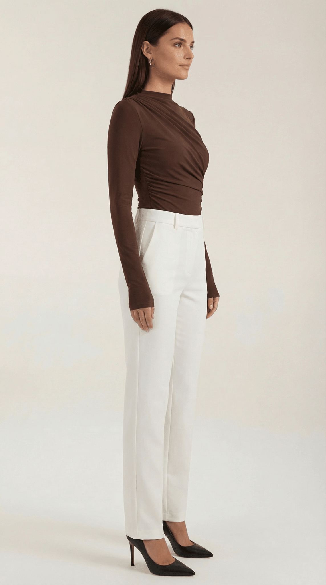 Body damskie długi rękaw marszczony krój - Arkadya Outlet - Women Top