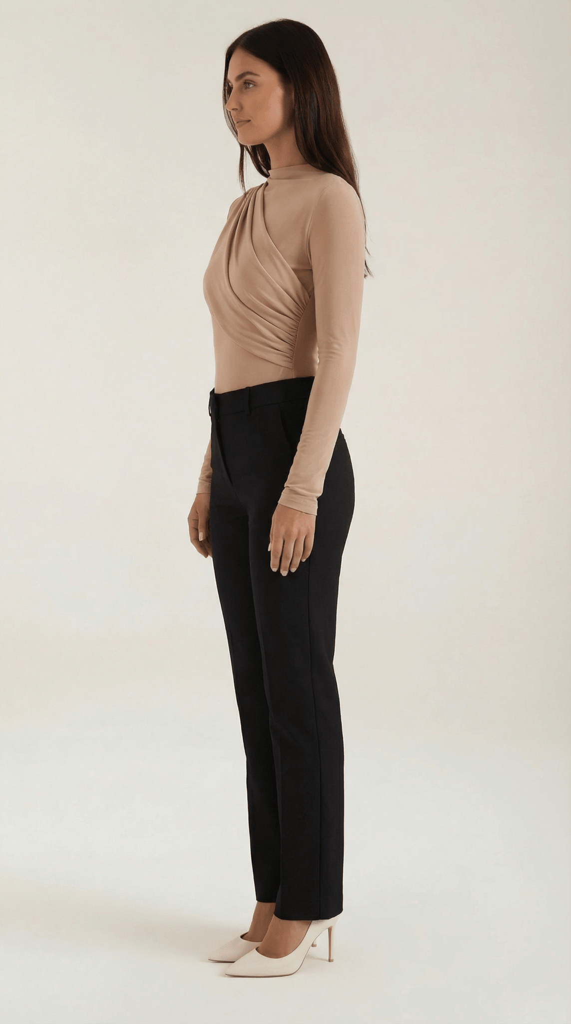 Body damskie długi rękaw marszczony krój - Arkadya Outlet - Women Top