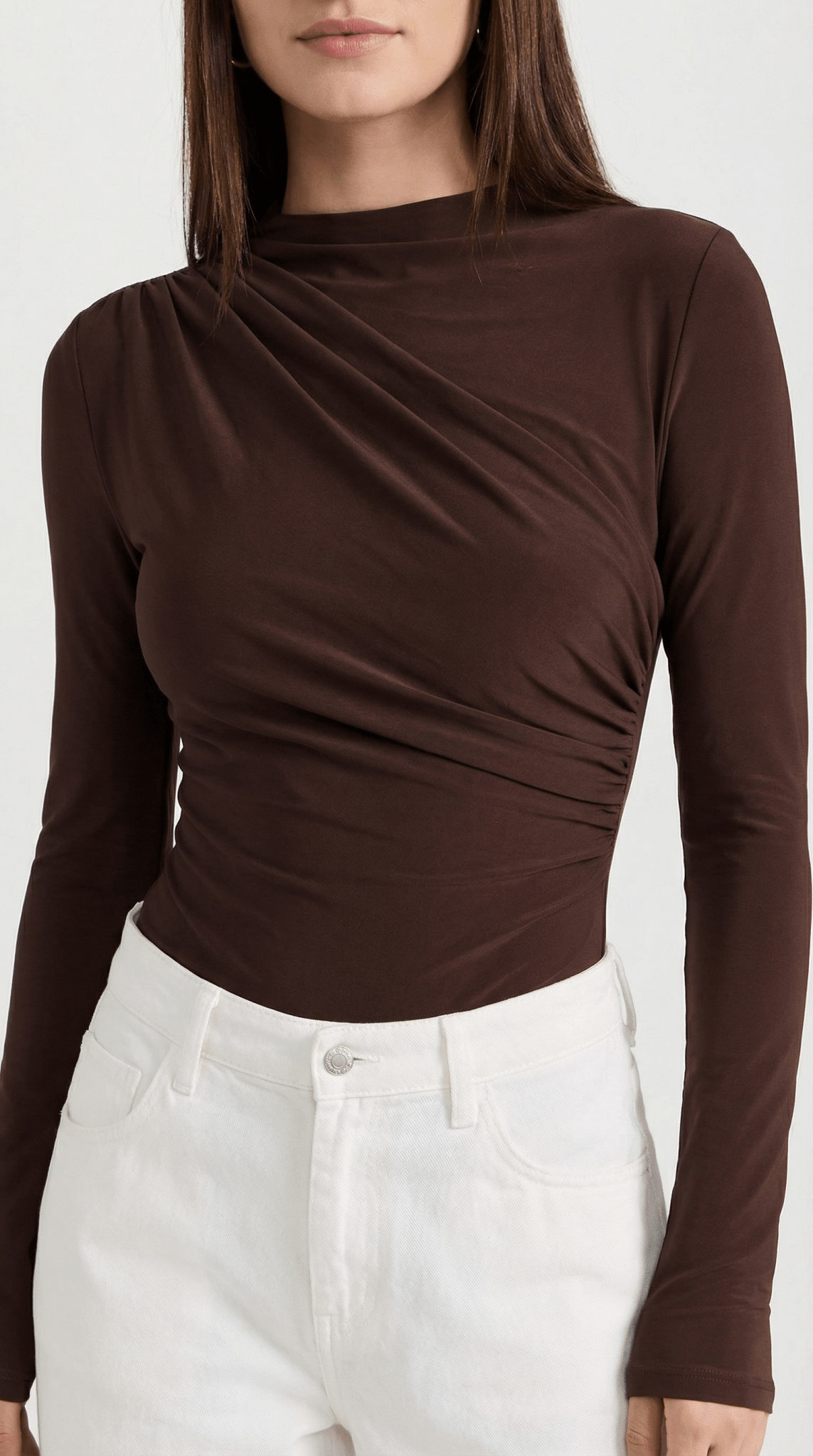 Body damskie długi rękaw marszczony krój - Arkadya Outlet - Women Top