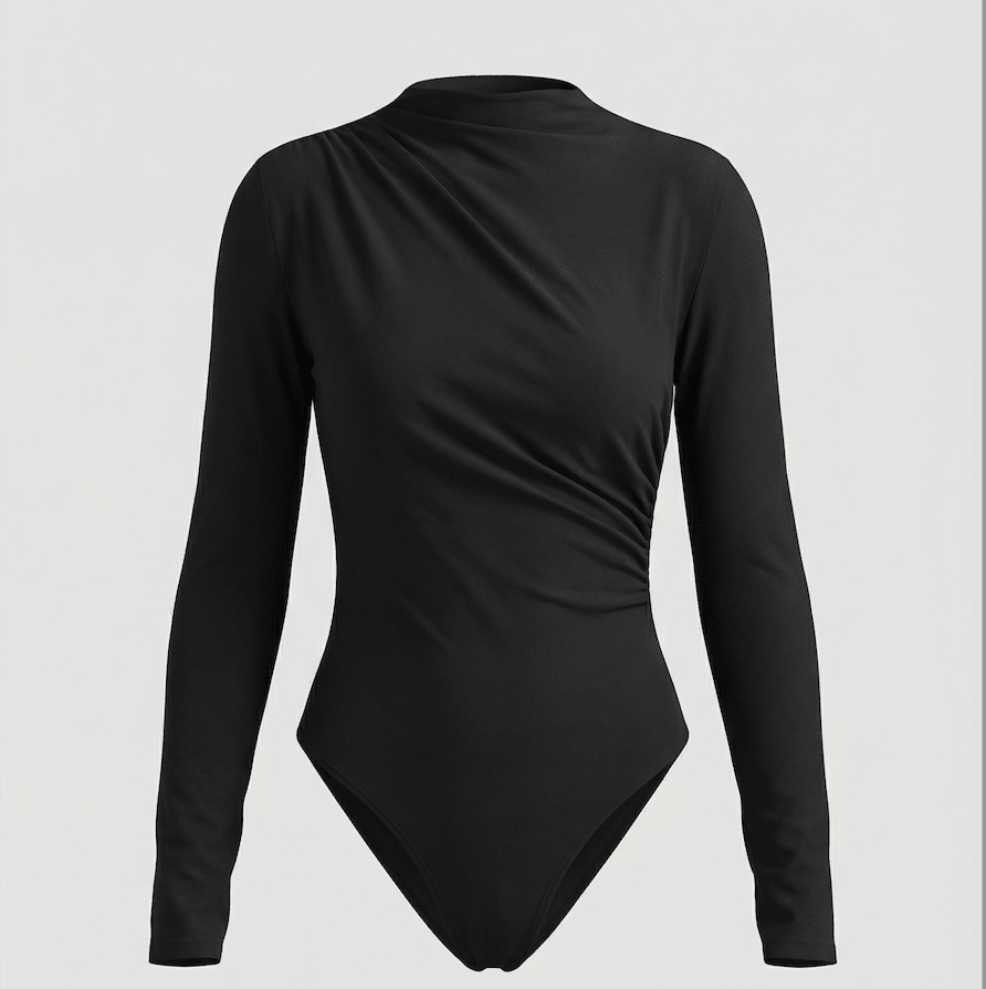 Body damskie długi rękaw marszczony krój - Arkadya Outlet - Women Top
