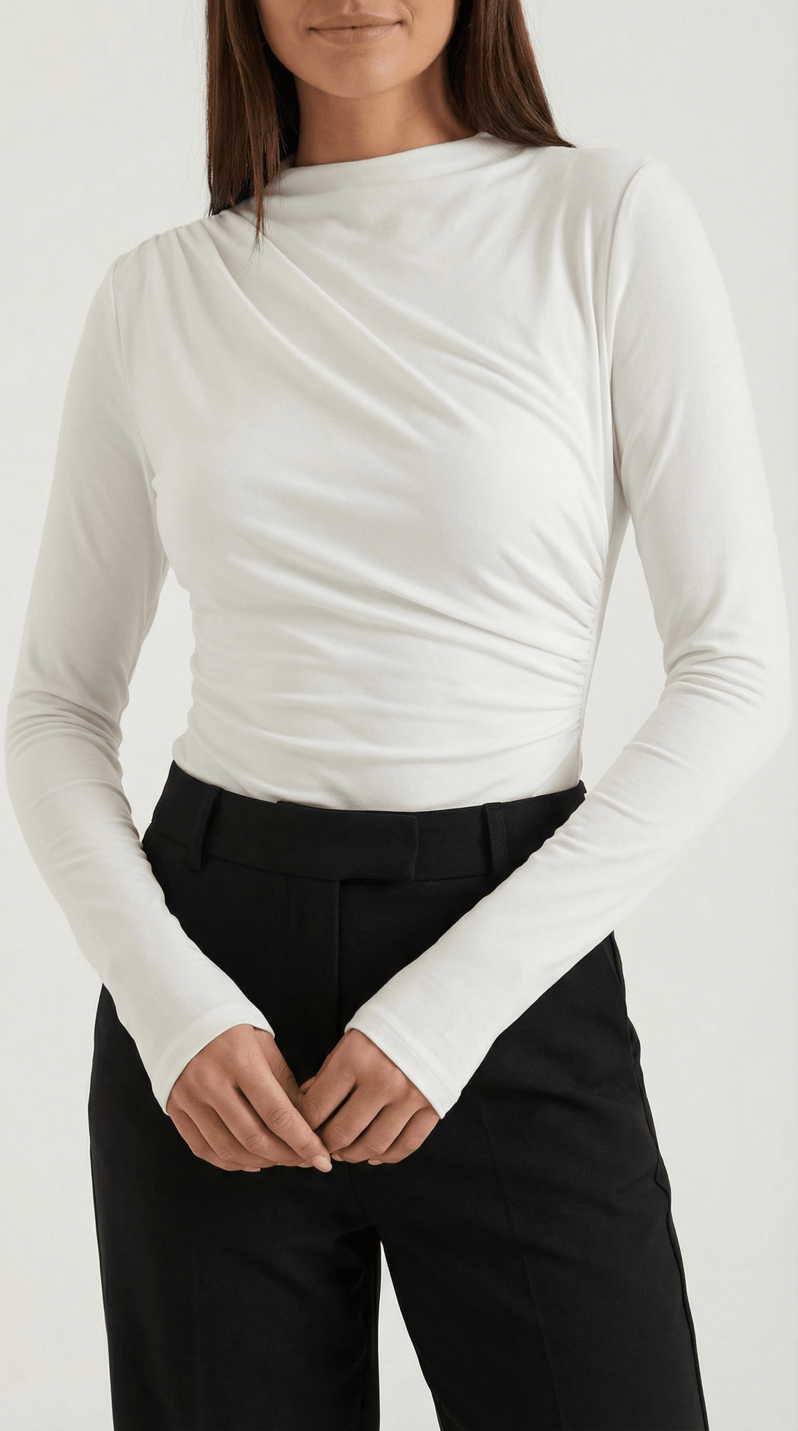 Body damskie długi rękaw marszczony krój - Arkadya Outlet - Women Top