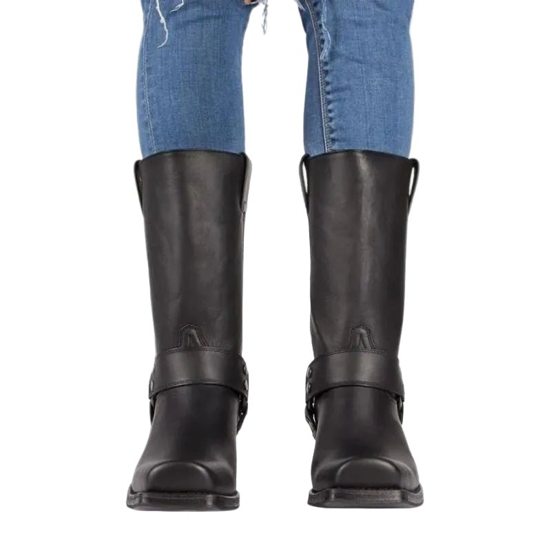 Botki damskie zimowe wsuwane z zapięciem na klamrę – długość do kostki - Arkadya Outlet - Women Shoes