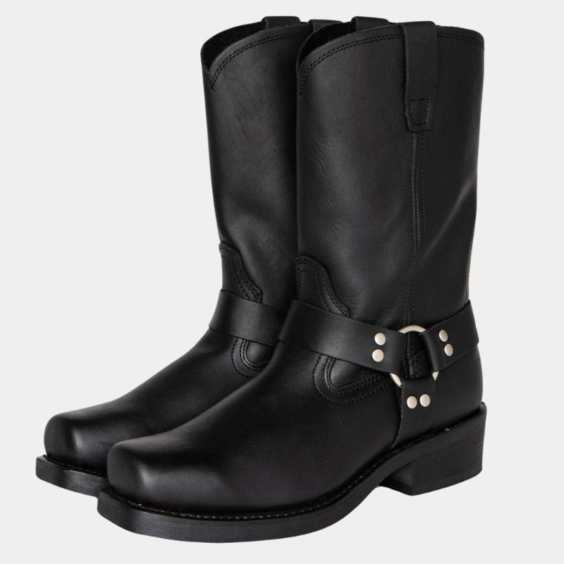 Botki damskie zimowe wsuwane z zapięciem na klamrę – długość do kostki - Arkadya Outlet - Women Shoes