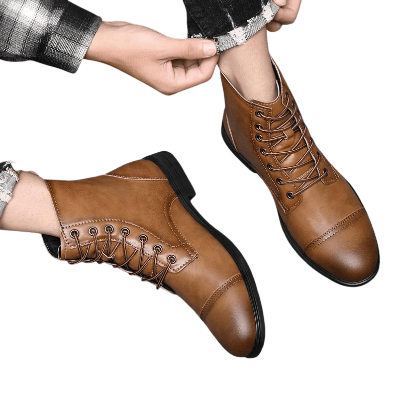 Buty męskie wysoka cholewka z wiązaniem pełna wysokość - Arkadya Outlet - Men Shoes