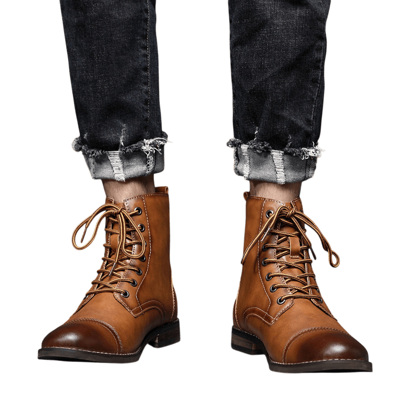 Buty męskie wysoka cholewka z wiązaniem pełna wysokość - Arkadya Outlet - Men Shoes