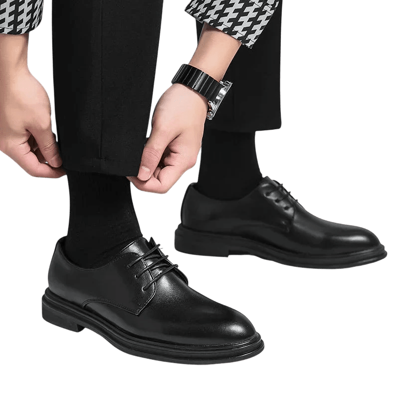 Buty Wizytowe Męskie Sznurowane Oxfordy Spiczasty Nosek - Arkadya Outlet - Men Shoes