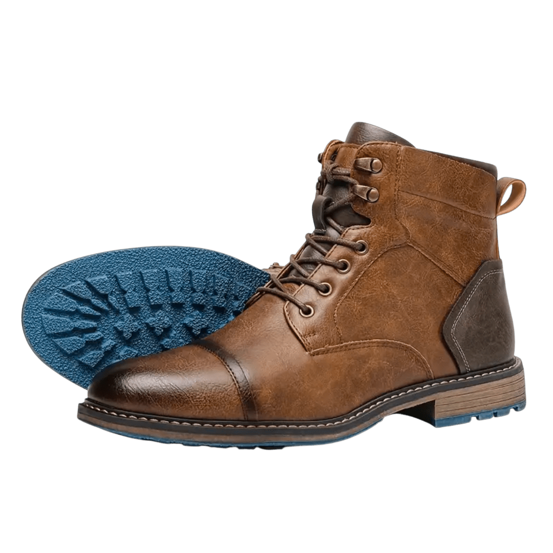 Buty Zimowe Męskie Sznurowane z Bocznym Zamkiem na Chłód - Arkadya Outlet - Men Shoes