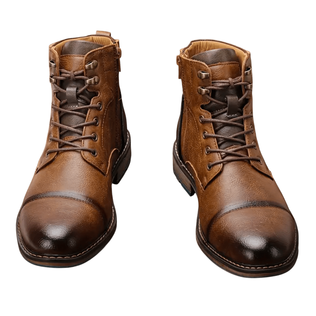 Buty Zimowe Męskie Sznurowane z Bocznym Zamkiem na Chłód - Arkadya Outlet - Men Shoes