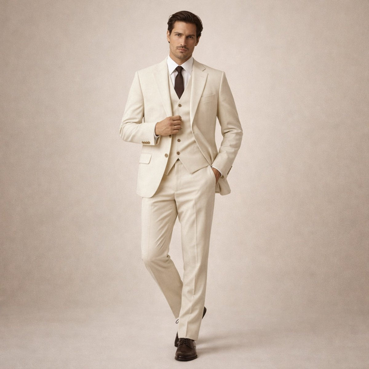 Garnitur męski trzyczęściowy – dopasowany krój - Arkadya Outlet - Men Suit