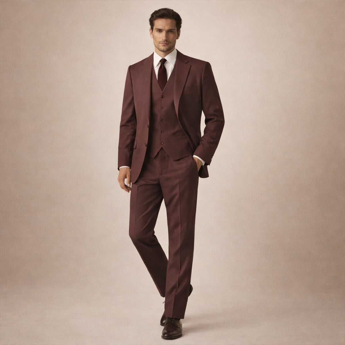Garnitur męski trzyczęściowy – dopasowany krój - Arkadya Outlet - Men Suit