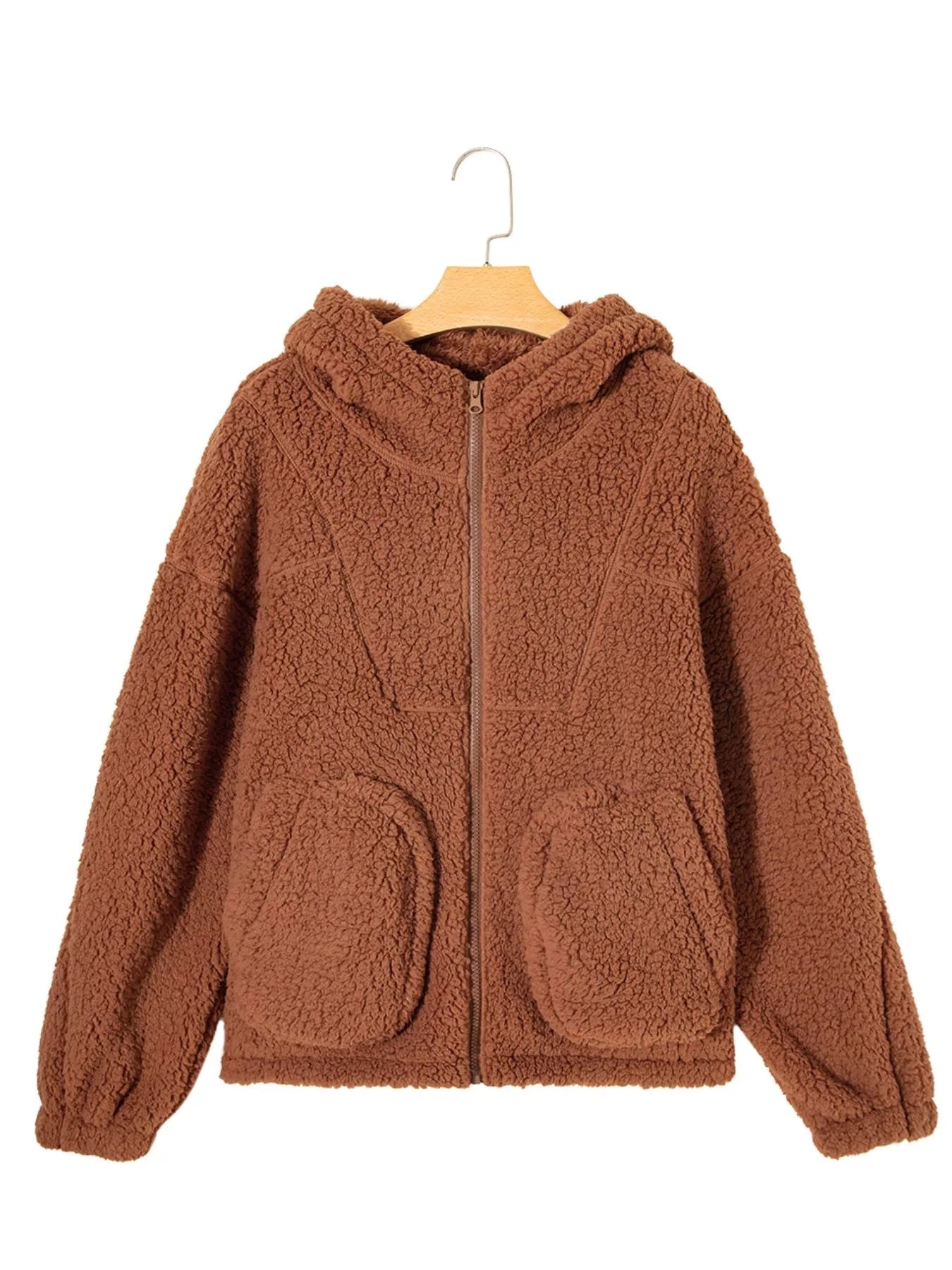 Kardigan damski z zamkiem swobodny krój - Arkadya Outlet - Women Jacket
