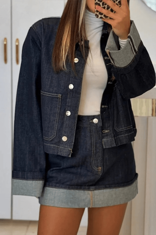 Komplet damski: kurtka i spódnica mini - Arkadya Outlet - Women Set