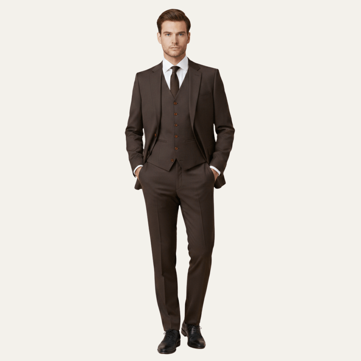 Komplet garniturowy męski trzyczęściowy – dopasowany - Arkadya Outlet - Men Suit