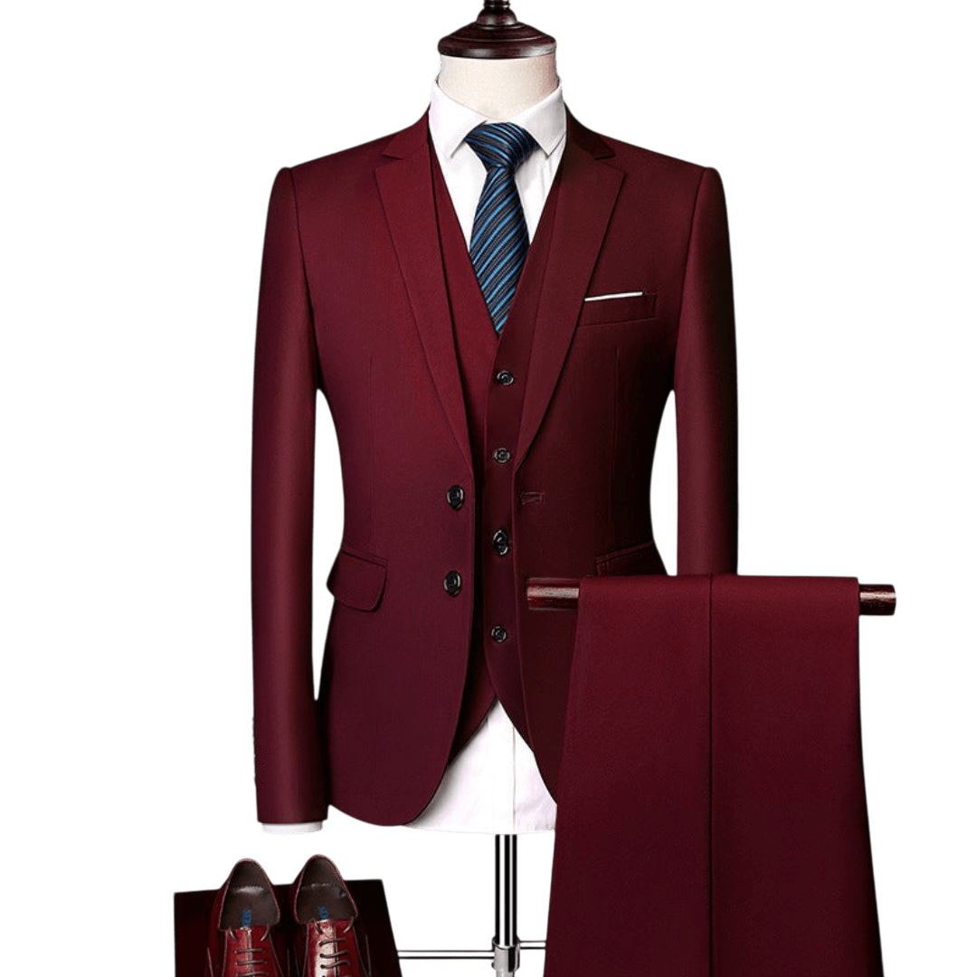 Komplet trzyczęściowy męski dopasowany zestaw odzieży - Arkadya Outlet - Men Suit