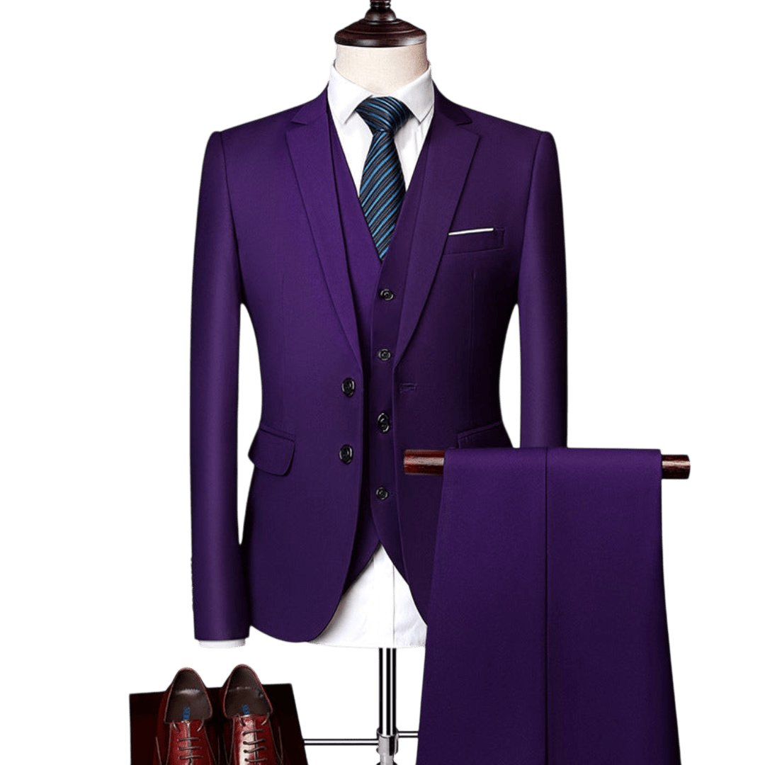Komplet trzyczęściowy męski dopasowany zestaw odzieży - Arkadya Outlet - Men Suit