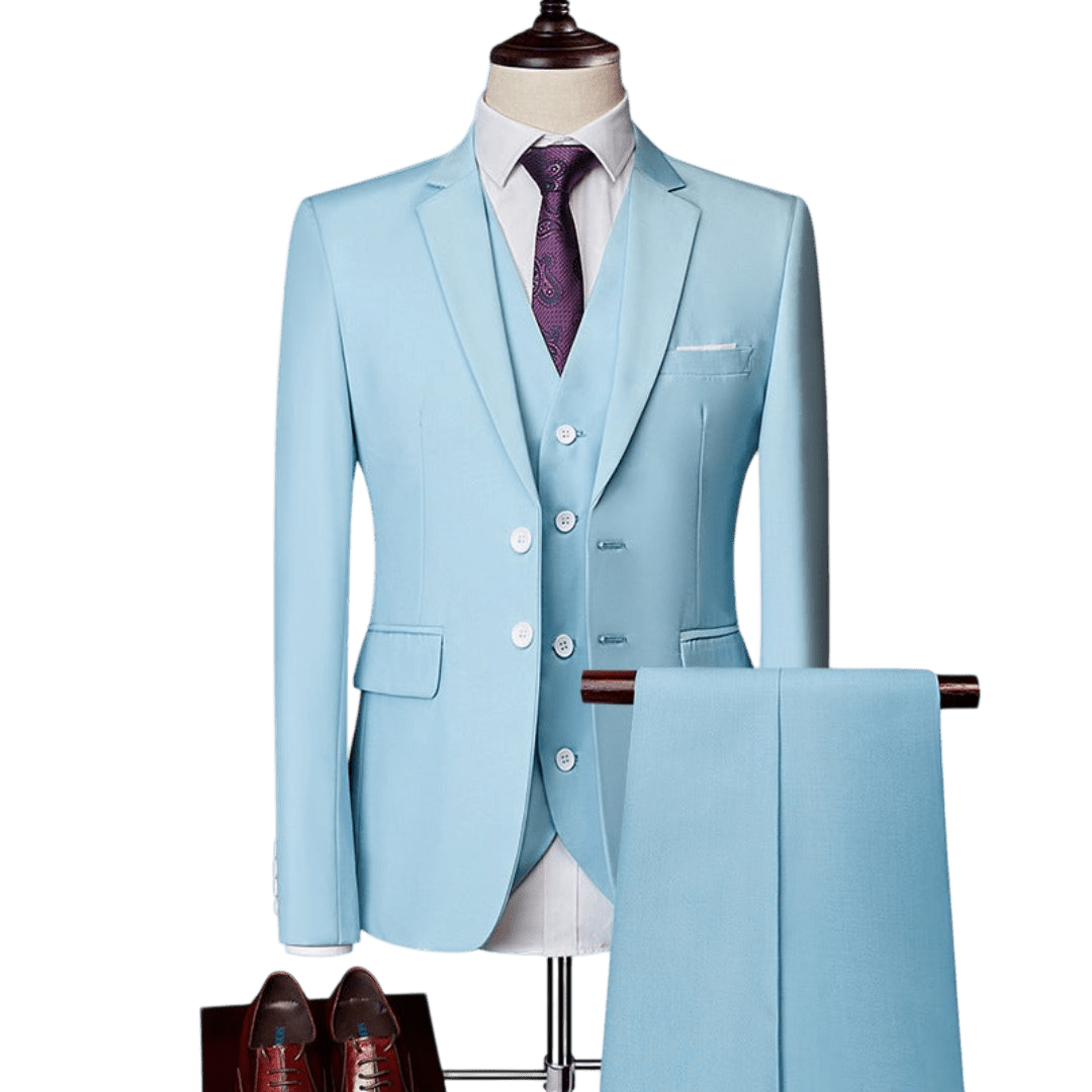 Komplet trzyczęściowy męski dopasowany zestaw odzieży - Arkadya Outlet - Men Suit