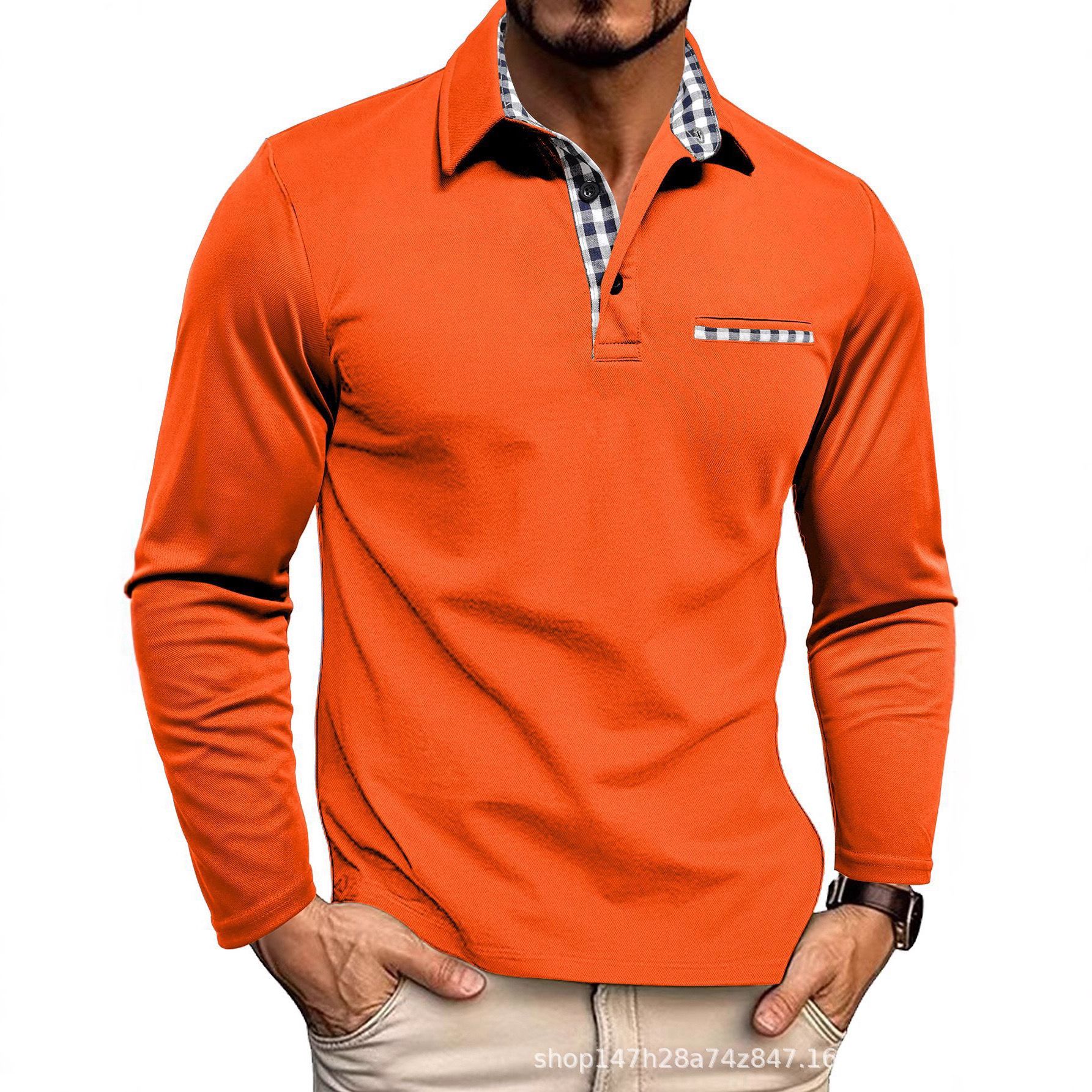 Koszulka polo męska długi rękaw regularny krój z zapięciem - Arkadya Outlet - Men Shirt