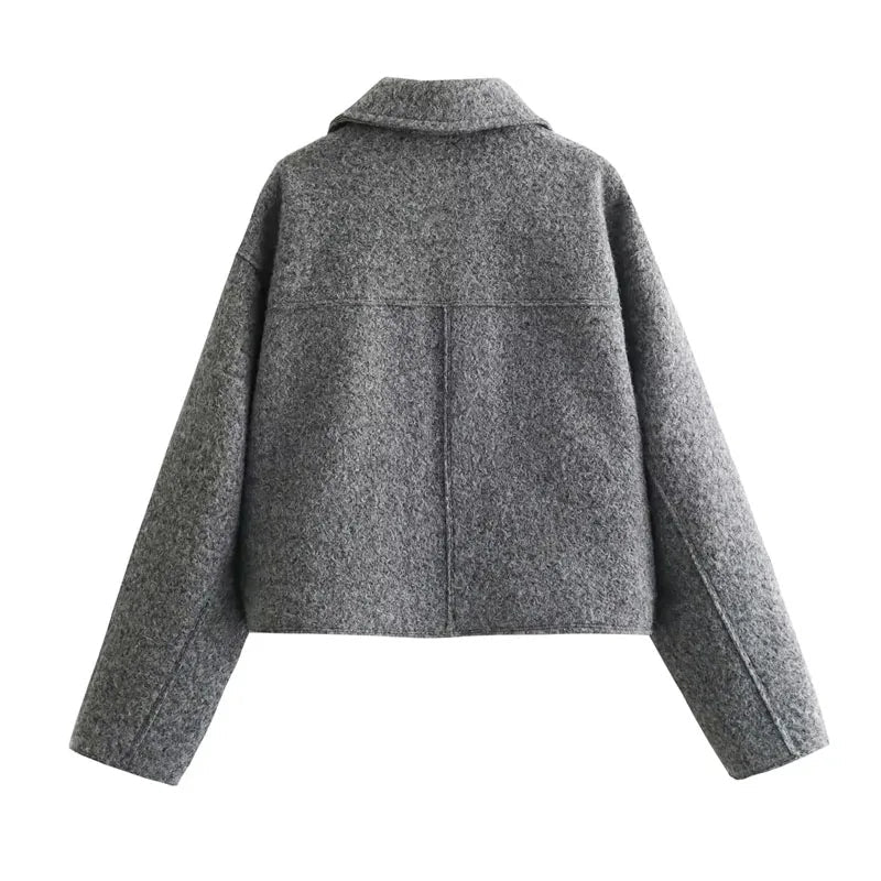 Kurtka damska krótka – długi rękaw, zamek - Arkadya Outlet - Women Jacket