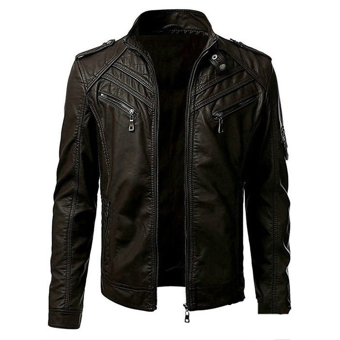 Kurtka motocyklowa męska dopasowany krój zamek kieszenie rękawy - Arkadya Outlet - Men Jacket