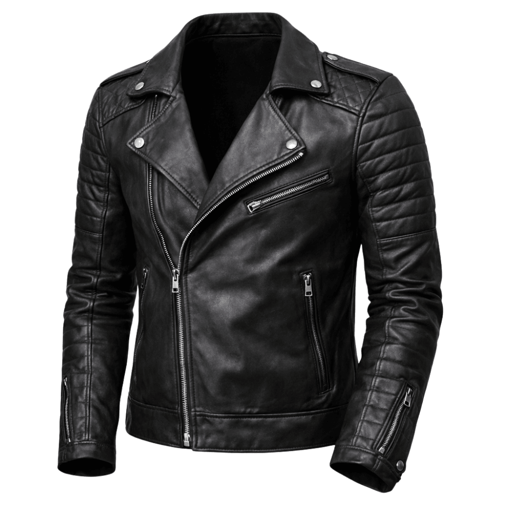 Kurtka motocyklowa męska kieszenie zapinane wyraźna sylwetka - Arkadya Outlet - Men Jacket