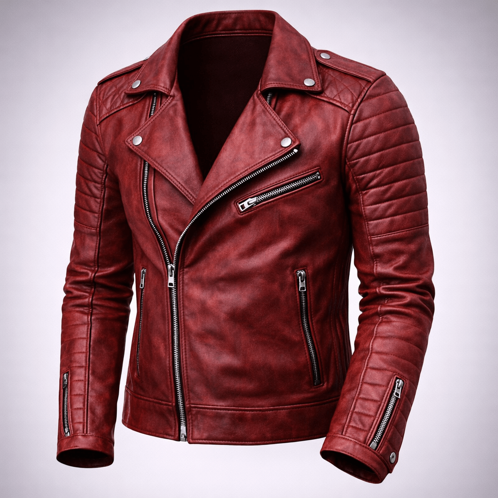 Kurtka motocyklowa męska kieszenie zapinane wyraźna sylwetka - Arkadya Outlet - Men Jacket