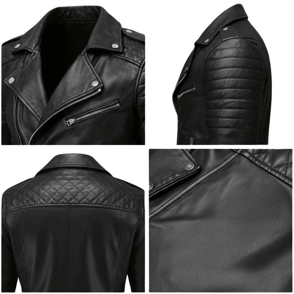 Kurtka motocyklowa męska kieszenie zapinane wyraźna sylwetka - Arkadya Outlet - Men Jacket