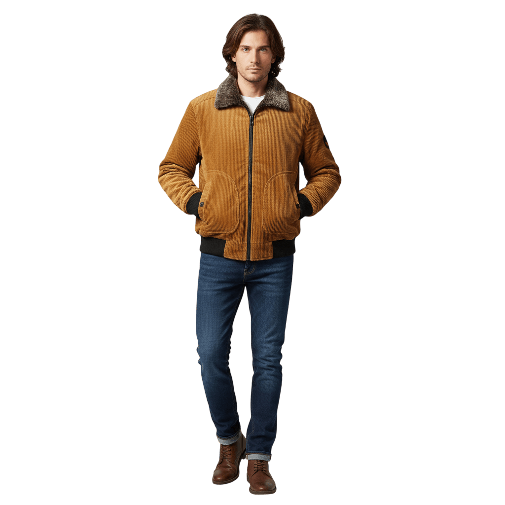 Kurtka zimowa męska konstrukcja kołnierza regularny krój prosty - Arkadya Outlet - Men Jacket