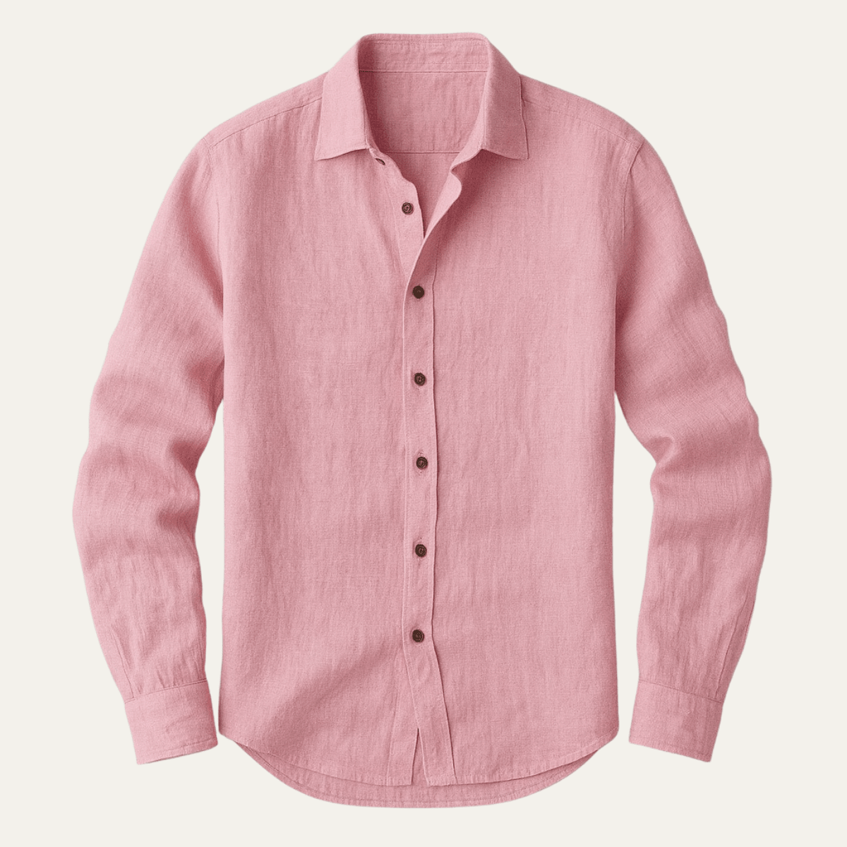 Lniana koszula męska długi rękaw – listwa guzikowa - Arkadya Outlet - Men Shirt