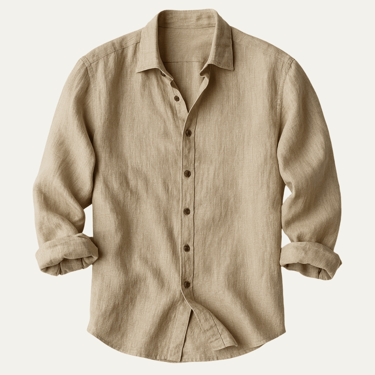 Lniana koszula męska długi rękaw – listwa guzikowa - Arkadya Outlet - Men Shirt