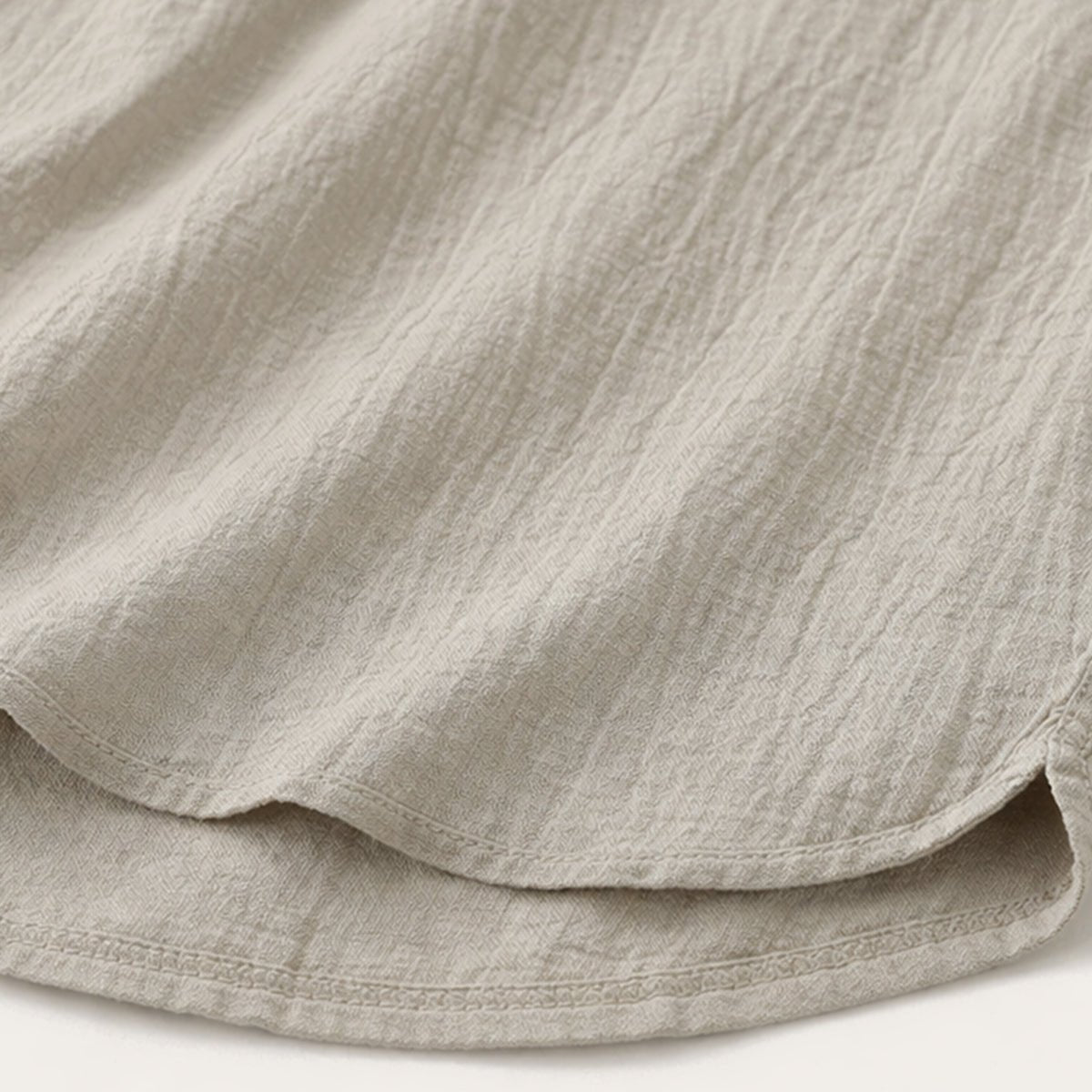 Lniana koszula męska krótki rękaw – Henley, luźny krój - Arkadya Outlet - Men Shirt