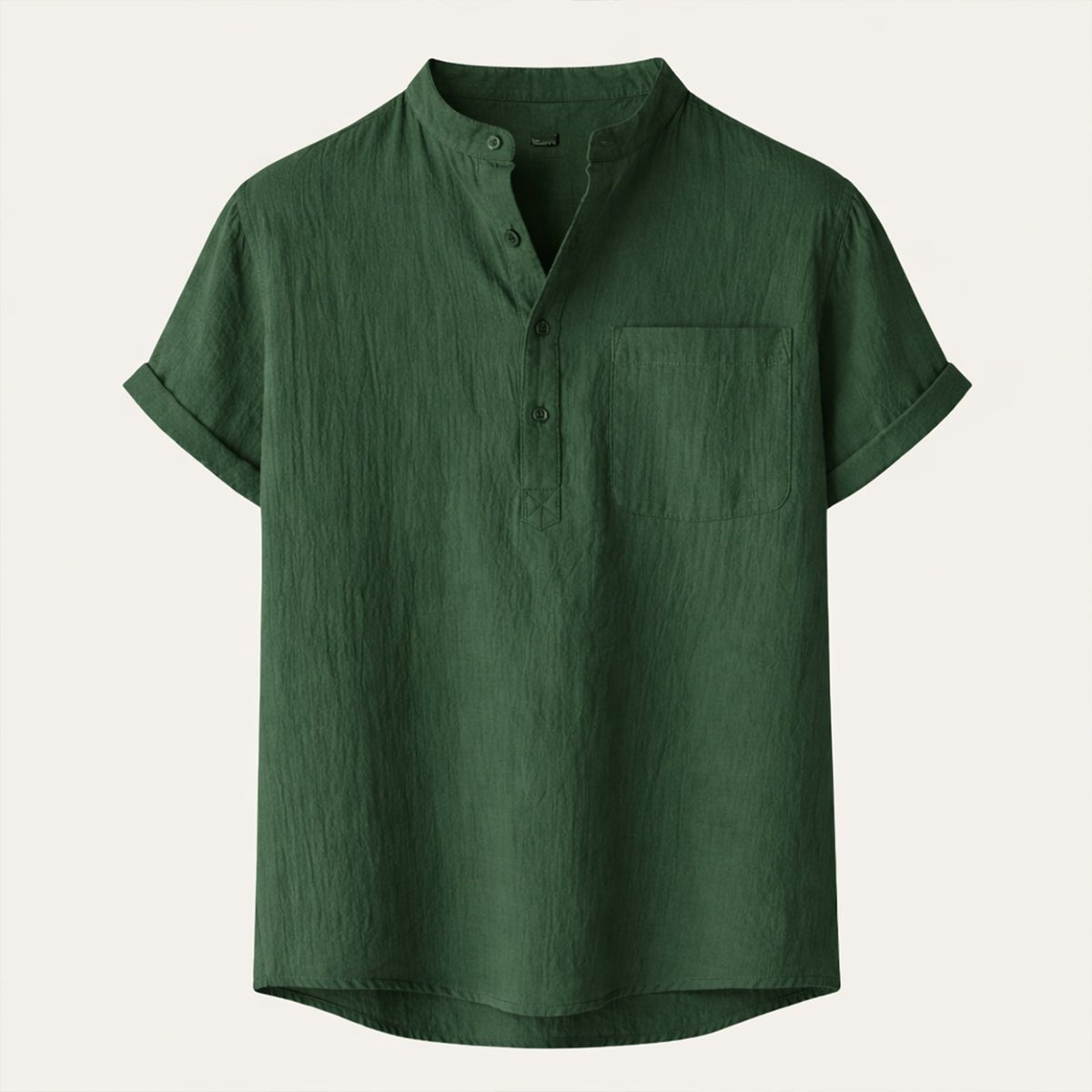 Lniana koszula męska krótki rękaw – luźny krój - Arkadya Outlet - Men Shirt
