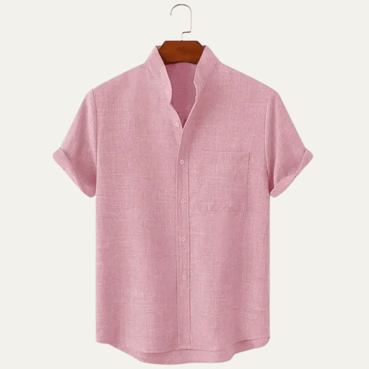 Lniana koszula męska oversize – krótki rękaw - Arkadya Outlet - Men Shirt