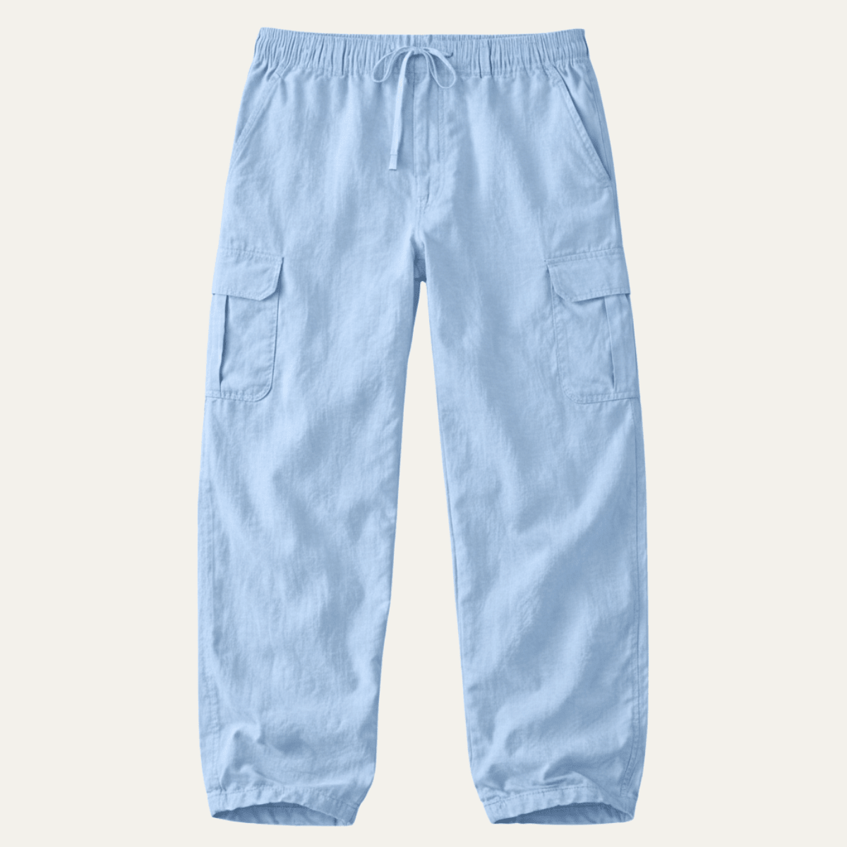 Lniane spodnie cargo męskie – szeroki krój, kieszenie - Arkadya Outlet - Men Pants