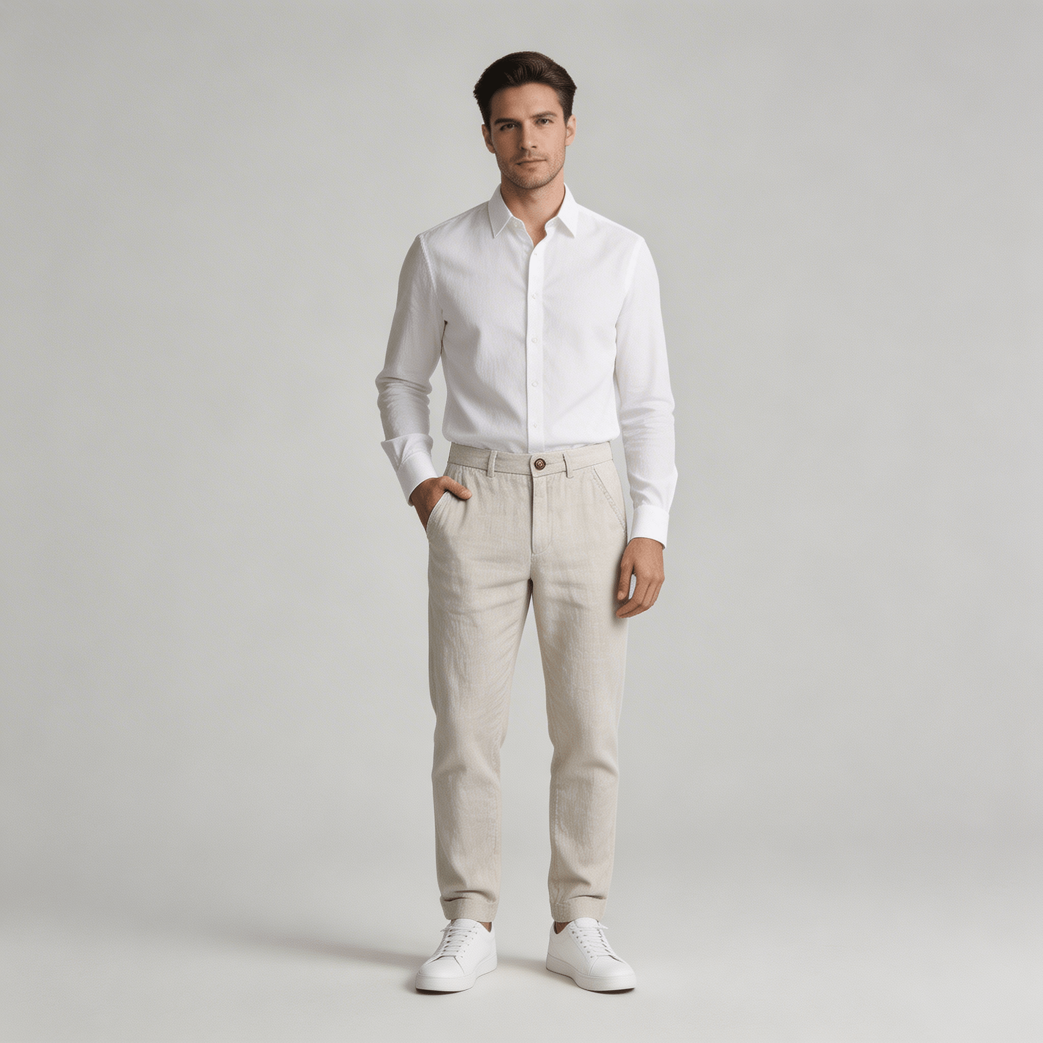 Lniane spodnie męskie – luźny krój, prosta nogawka - Arkadya Outlet - Men Pants