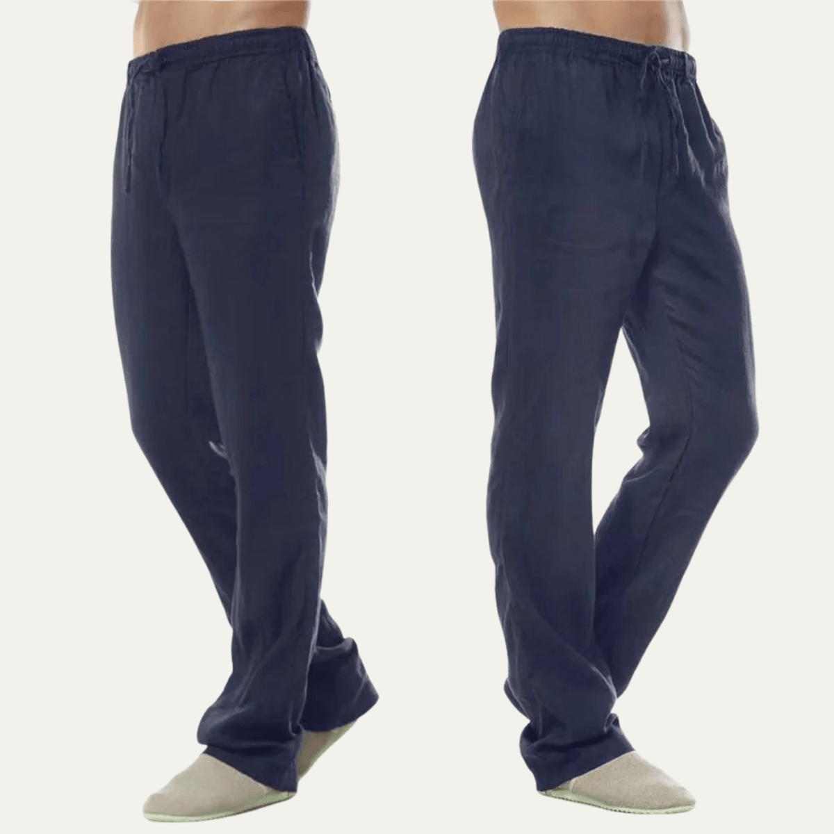 Lniane spodnie męskie – luźny krój, wiązany pas - Arkadya Outlet - Men Pants