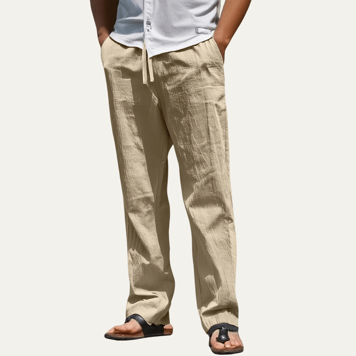Lniane spodnie męskie – zwężana nogawka, dopasowany krój - Arkadya Outlet - Men Pants