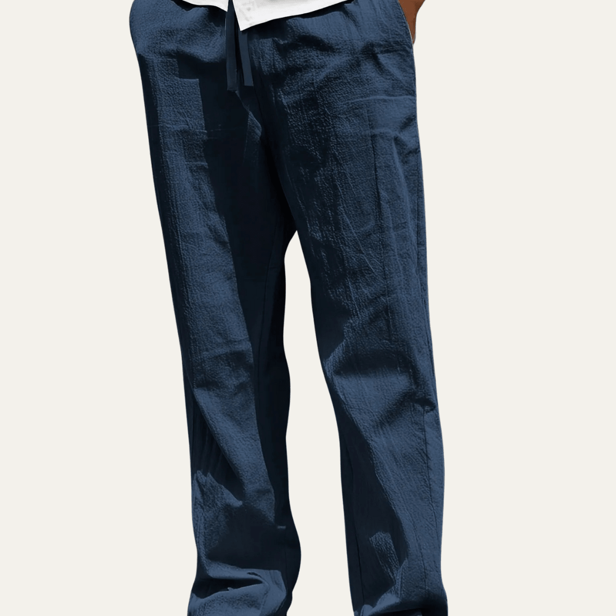 Lniane spodnie męskie – zwężana nogawka, dopasowany krój - Arkadya Outlet - Men Pants