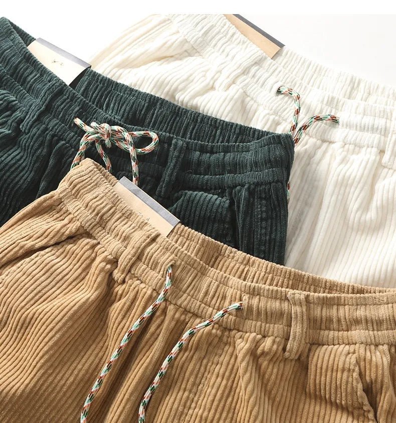 Lniane szorty męskie – luźny krój nad kolano, sznurek - Arkadya Outlet - Men Shorts