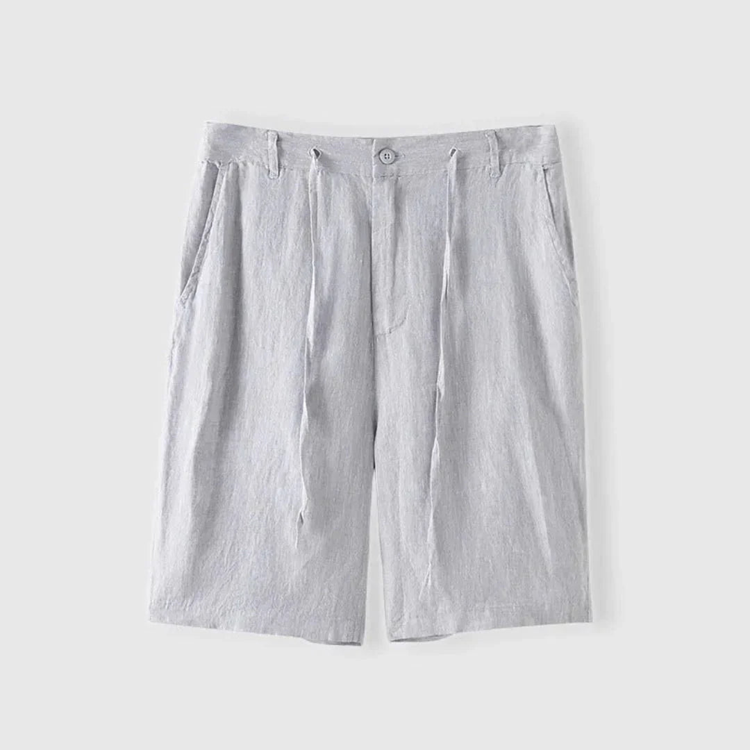 Lniane szorty męskie – luźny krój, sznurek, guzik - Arkadya Outlet - Men Shorts