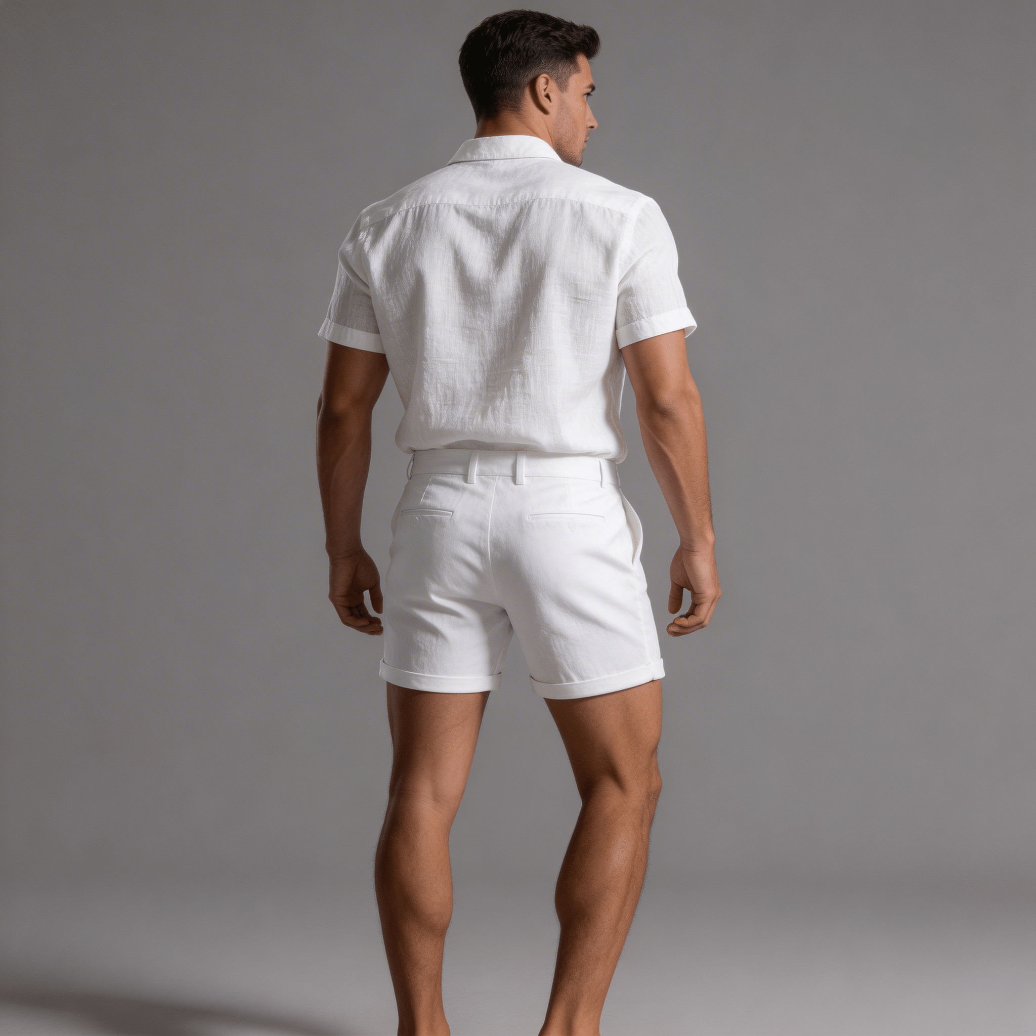 Lniane szorty męskie – regularny krój, dopasowany - Arkadya Outlet - Men Shorts
