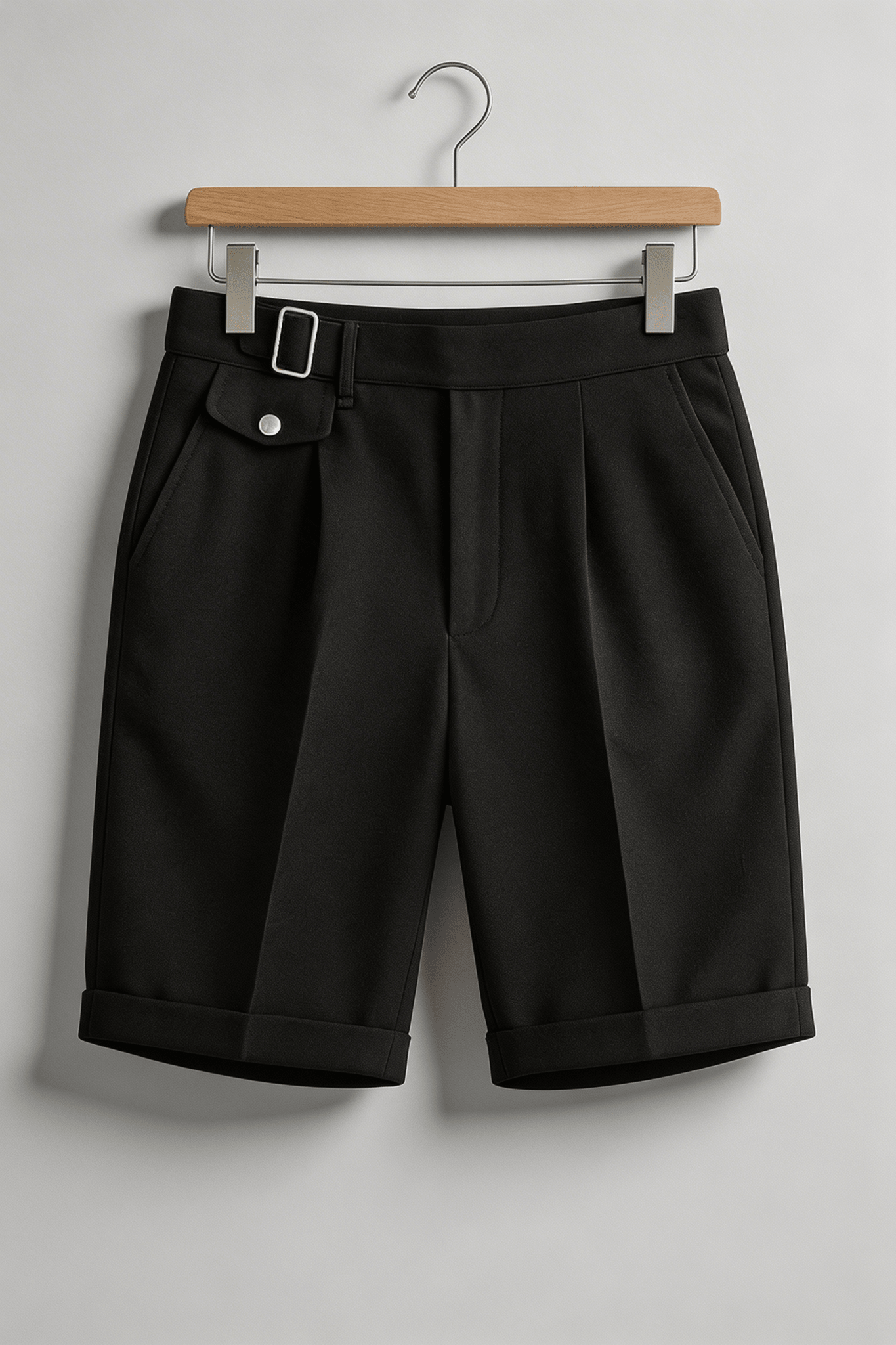 Lniane szorty męskie – zakładki, podwinięta nogawka - Arkadya Outlet - Men Shorts