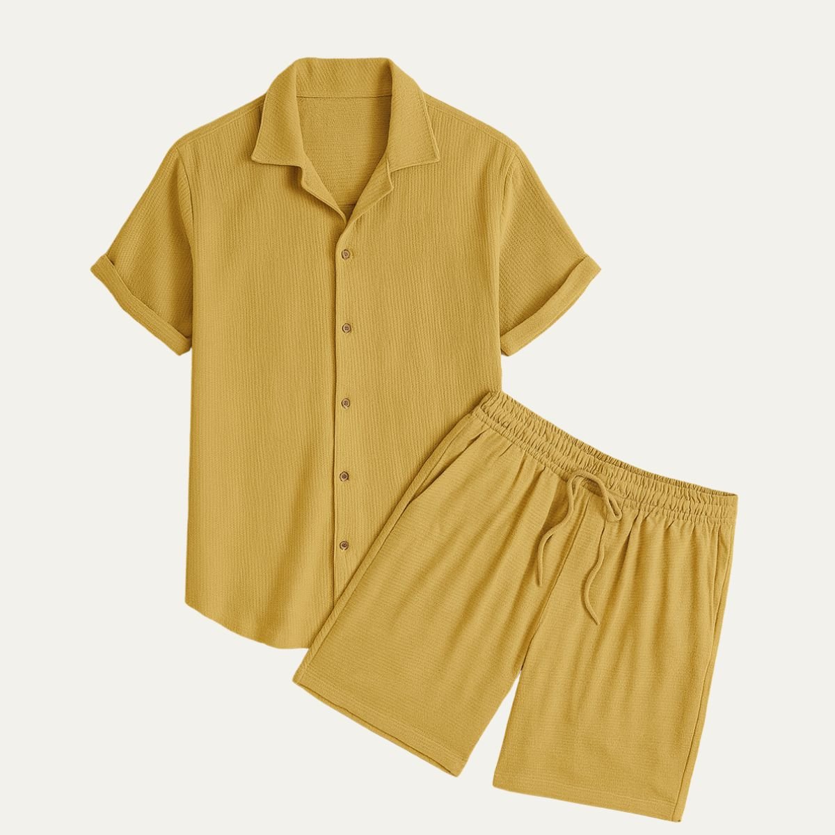 Lniany zestaw męski – koszula, spodenki, sznurek - Arkadya Outlet - Men Set
