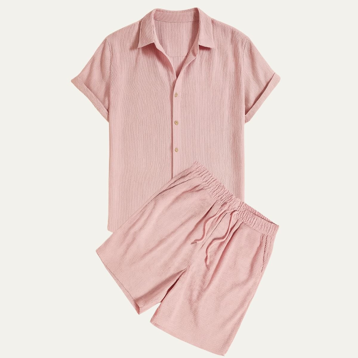 Lniany zestaw męski – koszula, spodenki, sznurek - Arkadya Outlet - Men Set