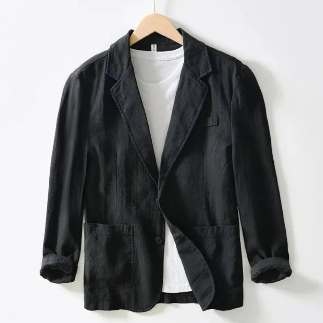 Marynarka męska – dwa guziki, naszywane kieszenie - Arkadya Outlet - Men Blazer