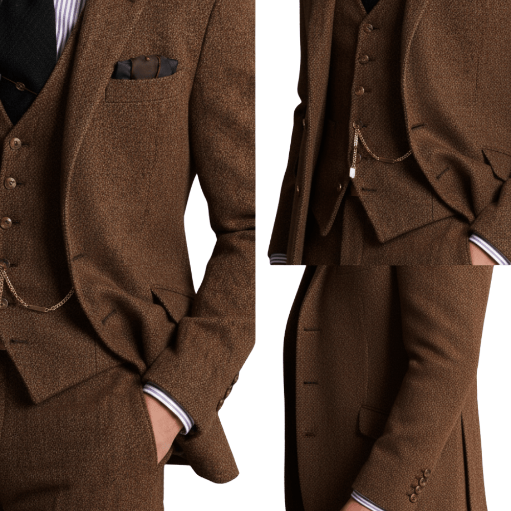 Męski zestaw garniturowy trzyczęściowy regularny krój do użytku - Arkadya Outlet - Men Suit