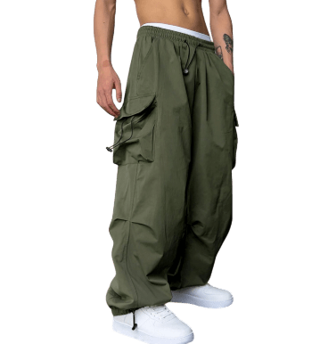 Spodnie cargo męskie szeroka nogawka z wieloma kieszeniami - Arkadya Outlet - Men Pants