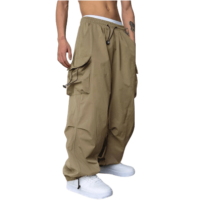 Spodnie cargo męskie szeroka nogawka z wieloma kieszeniami - Arkadya Outlet - Men Pants