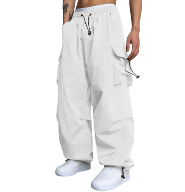 Spodnie cargo męskie szeroka nogawka z wieloma kieszeniami - Arkadya Outlet - Men Pants